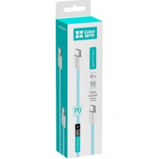 Дата кабель USB-C to USB-C 1.0m 60W 3.0А blue ColorWay (CW-CBPDCC061-BL) - Фото