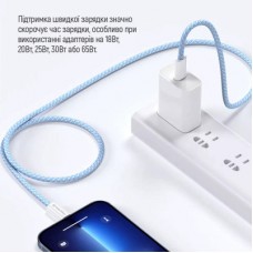 Дата кабель USB-C to USB-C 1.0m 60W 3.0А blue ColorWay (CW-CBPDCC061-BL) - Фото