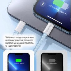Дата кабель USB-C to USB-C 1.0m 60W 3.0А blue ColorWay (CW-CBPDCC061-BL) - Фото