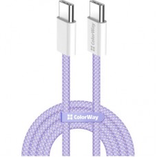 Дата кабель USB-C to USB-C 1.0m 60W 3.0А purple ColorWay (CW-CBPDCC061-PU) - Фото