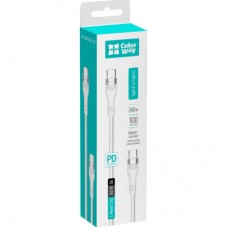Дата кабель USB-C to USB-C 1.0m (PD Fast Charging 240W) 5А white ColorWay (CW-CBPDCC065-WT) - Фото
