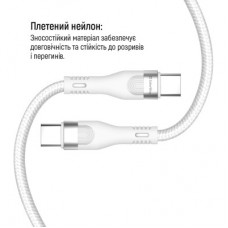 Дата кабель USB-C to USB-C 1.0m (PD Fast Charging 240W) 5А white ColorWay (CW-CBPDCC065-WT) - Фото