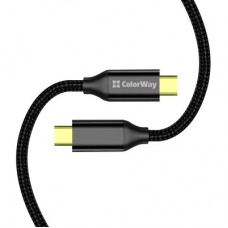 Дата кабель USB-C to USB-C 1.0m USB3.2 (20Gbps 4K PD100W) Gen2 5А black ColorWay (CW-CBPDCC062-BK) - Фото
