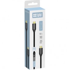 Дата кабель USB-C to USB-C 1.0m USB3.2 (20Gbps 4K PD100W) Gen2 5А black ColorWay (CW-CBPDCC062-BK) - Фото