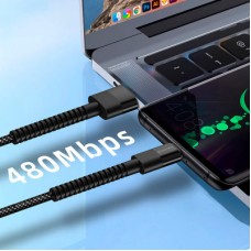 Дата кабель USB-C to USB-C 1.0m 2.4А black ColorWay (CW-CBUC063-BK) - Фото