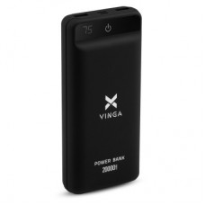 Батарея універсальна Vinga 20000 mAh QC3.0 Display soft touch black (VPB2QLSBK) - Фото