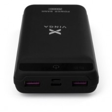 Батарея універсальна Vinga 20000 mAh QC3.0 Display soft touch black (VPB2QLSBK) - Фото