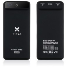 Батарея універсальна Vinga 20000 mAh QC3.0 Display soft touch black (VPB2QLSBK) - Фото