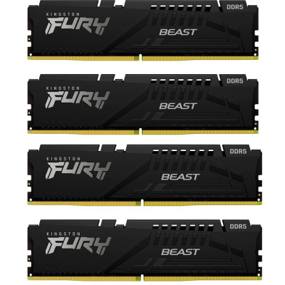 Модуль пам'яті для комп'ютера DDR5 128 GB (4x32GB) 5600 MHz Beast Black XMP Kingston Fury (ex.HyperX)