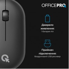 Мышка OfficePro M185B Silent Click Wireless Black (M185B) - Фото
