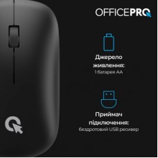 Мышка OfficePro M225B Silent Click Wireless Black (M225B) - Фото