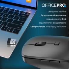 Мышка OfficePro M305B Silent Click Ergonomic Wireless Black (M305B) - Фото