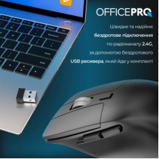 Мышка OfficePro M395B Silent Click Ergonomic Wireless Black (M395B) - Фото