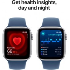 Смарт-часы Apple Watch SE 2024 GPS 44mm Silver Aluminium Case with Denim Sport Band - S/M (MXEQ3QH/A) - Фото