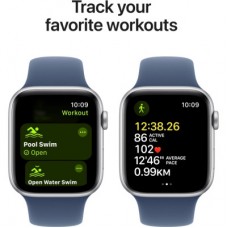 Смарт-часы Apple Watch SE 2024 GPS 44mm Silver Aluminium Case with Denim Sport Band - S/M (MXEQ3QH/A) - Фото
