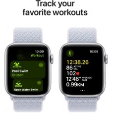 Смарт-часы Apple Watch SE 2024 GPS 44mm Silver Aluminium Case with Blue Cloud Sport Loop (MXET3QH/A) - Фото