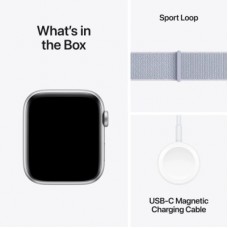 Смарт-часы Apple Watch SE 2024 GPS 44mm Silver Aluminium Case with Blue Cloud Sport Loop (MXET3QH/A) - Фото