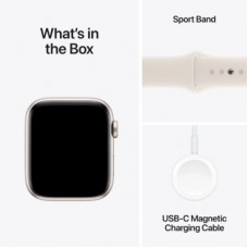 Смарт-часы Apple Watch SE 2024 GPS 44mm Starlight Aluminium Case with Starlight Sport Band - M/L (MXEV3QH/A) - Фото