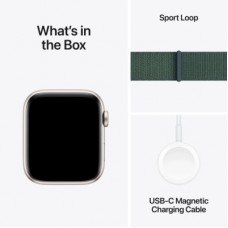 Смарт-часы Apple Watch SE 2024 GPS 44mm Starlight Aluminium Case with Lake Green Sport Loop (MXEW3QH/A) - Фото