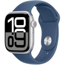 Смарт-часы Apple Watch Series 10 GPS 42mm Silver Aluminium Case with Denim Sport Band - S/M (MWWA3QH/A) - Фото