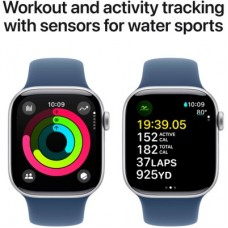 Смарт-часы Apple Watch Series 10 GPS 42mm Silver Aluminium Case with Denim Sport Band - S/M (MWWA3QH/A) - Фото