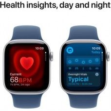 Смарт-часы Apple Watch Series 10 GPS 42mm Silver Aluminium Case with Denim Sport Band - S/M (MWWA3QH/A) - Фото