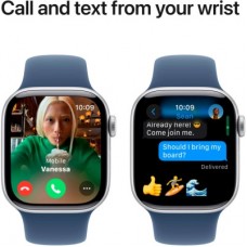 Смарт-часы Apple Watch Series 10 GPS 42mm Silver Aluminium Case with Denim Sport Band - S/M (MWWA3QH/A) - Фото