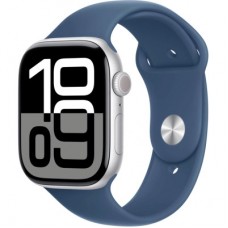 Смарт-часы Apple Watch Series 10 GPS 46mm Silver Aluminium Case with Denim Sport Band - M/L (MWWM3QH/A) - Фото