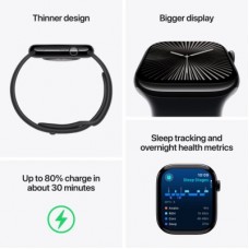 Смарт-часы Apple Watch Series 10 GPS 46mm Silver Aluminium Case with Denim Sport Band - M/L (MWWM3QH/A) - Фото