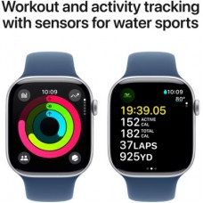 Смарт-часы Apple Watch Series 10 GPS 46mm Silver Aluminium Case with Denim Sport Band - M/L (MWWM3QH/A) - Фото