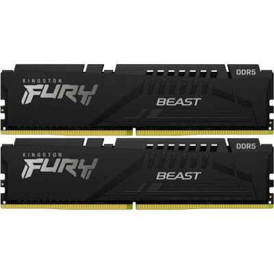 Модуль пам'яті для комп'ютера DDR5 32GB (2x16GB) 6000 MHz Fury Beast Black Kingston Fury (ex.HyperX)