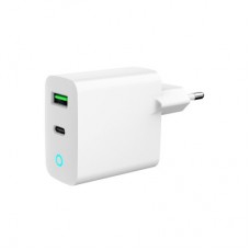 Зарядний пристрій Gembird 1xUSB-A + 1 Type-C (PD20 Вт + QC3.0 18 Вт) white (TA-UC-PDQC20L-W-01) - Фото