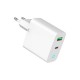 Зарядний пристрій Gembird 1xUSB-A + 1 Type-C (PD20 Вт + QC3.0 18 Вт) white (TA-UC-PDQC20L-W-01)