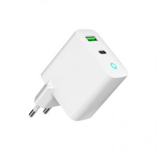 Зарядний пристрій Gembird 1xUSB-A + 1 Type-C (PD20 Вт + QC3.0 18 Вт) white (TA-UC-PDQC20L-W-01) - Фото