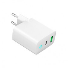Зарядний пристрій Gembird 1xUSB-A + 1 Type-C (PD20 Вт + QC3.0 18 Вт) white (TA-UC-PDQC20L-W-01) - Фото