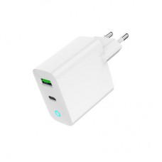 Зарядний пристрій Gembird 1xUSB-A + 1 Type-C (PD20 Вт + QC3.0 18 Вт) white (TA-UC-PDQC20L-W-01) - Фото