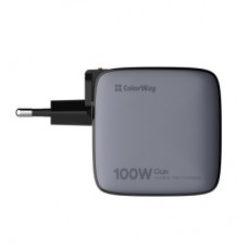 Зарядний пристрій ColorWay Power Delivery GaN (USB-A + 3 USB TYPE-C) (100 W) (CW-CHS047PD-BK) - Фото
