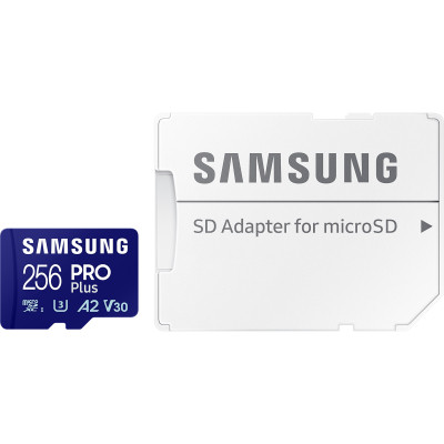 Картка пам'яті Samsung 256 GB microSDXC Pro Plus UHS-I U3 V30 A2 Class 10 + SD-adap (MB-MD256SA/EU)