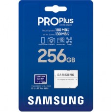 Картка пам'яті Samsung 256 GB microSDXC Pro Plus UHS-I U3 V30 A2 Class 10 + SD-adap (MB-MD256SA/EU) - Фото