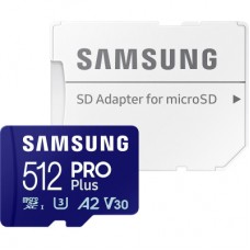 Картка пам'яті Samsung 512 GB microSDXC Pro Plus UHS-I U3 V30 A2 Class 10 + SD-adap (MB-MD512SA/EU) - Фото