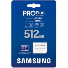 Картка пам'яті Samsung 512 GB microSDXC Pro Plus UHS-I U3 V30 A2 Class 10 + SD-adap (MB-MD512SA/EU) - Фото