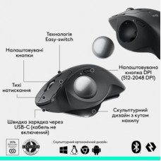 Мышка Logitech MX Ergo S Bluetooth Graphite (910-007260) - Фото