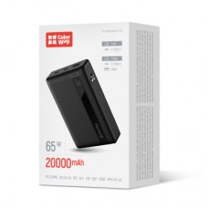 Батарея універсальна ColorWay 20 000 mAh PD/65W, QC/3.0, black (CW-PB200LPA3BK-PDD) - Фото