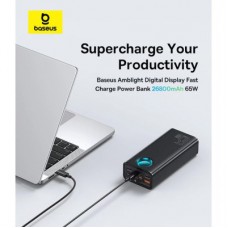 Батарея універсальна Baseus Amblight 26800mAh 65 W OE, black (P10022402113-00) - Фото