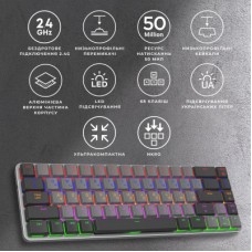 Клавіатура GamePro MK122R Red Swich Low Profile Wireless Dark Gray (MK122R) - Фото