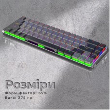 Клавіатура GamePro MK122R Red Swich Low Profile Wireless Dark Gray (MK122R) - Фото