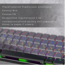 Клавіатура GamePro MK122R Red Swich Low Profile Wireless Dark Gray (MK122R) - Фото