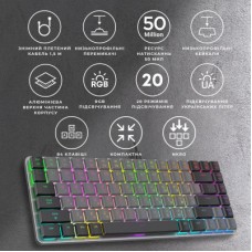 Клавіатура GamePro MK141R Red Swich Low Profile RGB USB Dark Gray (MK141R) - Фото
