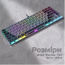 Клавіатура GamePro MK141R Red Swich Low Profile RGB USB Dark Gray (MK141R) - Фото