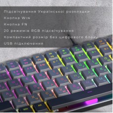 Клавіатура GamePro MK141R Red Swich Low Profile RGB USB Dark Gray (MK141R) - Фото